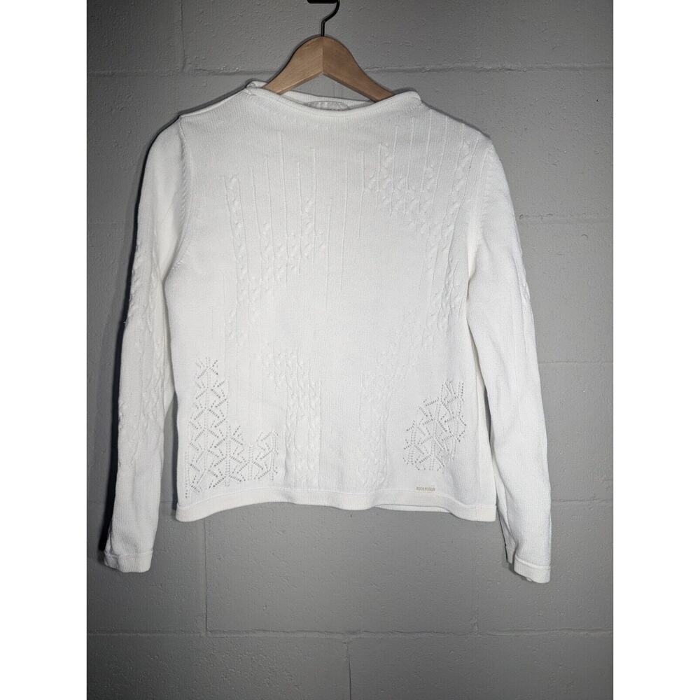 BLUE WILLIS Womens Vtg‎ Cable Knit Sweater Sz Medium Cottage core Asymmetrical